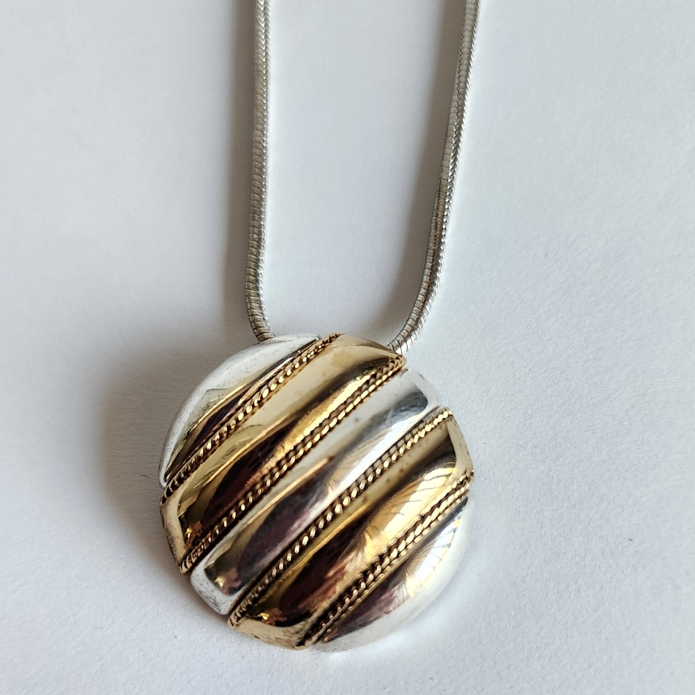 Vintage Trifari gold & silver tone pendant